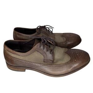 John Varvatos Men's Dress Shoes Wingtip Leather & Canvas Oxford Dapper Size 10